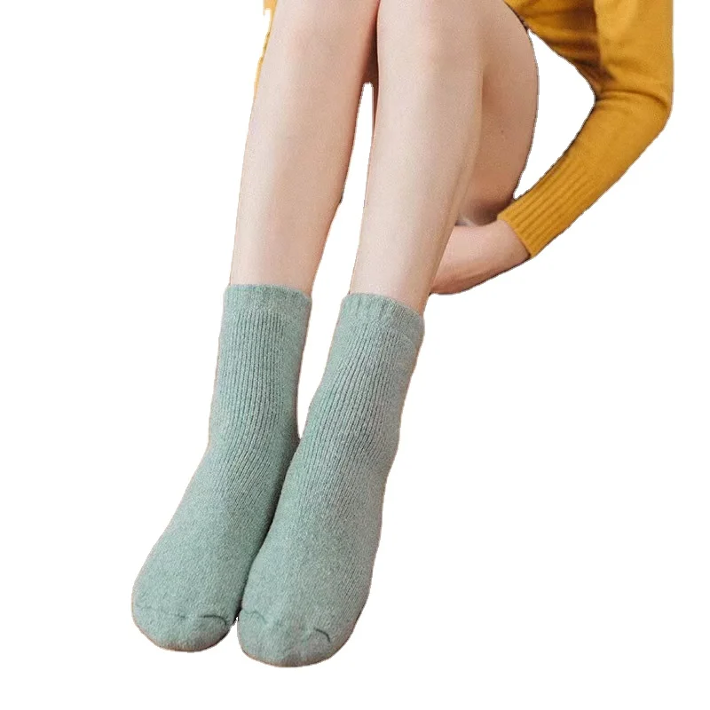 Cashmere Socks Solid Crew Super Warm Thick Plain Merino Woolen Thermal Angora Women Wool Winter Socks Woman