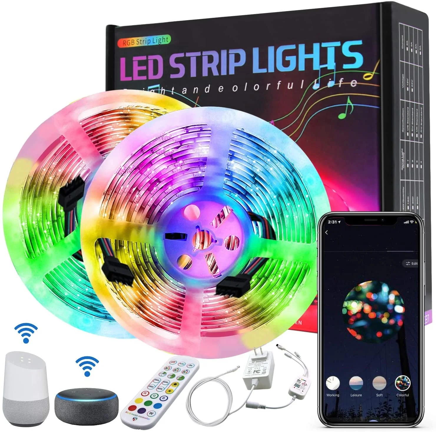 Смарт-Tuya Wifi 5 м 10 15 20 30 RGB огни Alexa Google домашнее приложение телефон с дистанционным управлением комната Рождественский Декор светодиодные полосы света