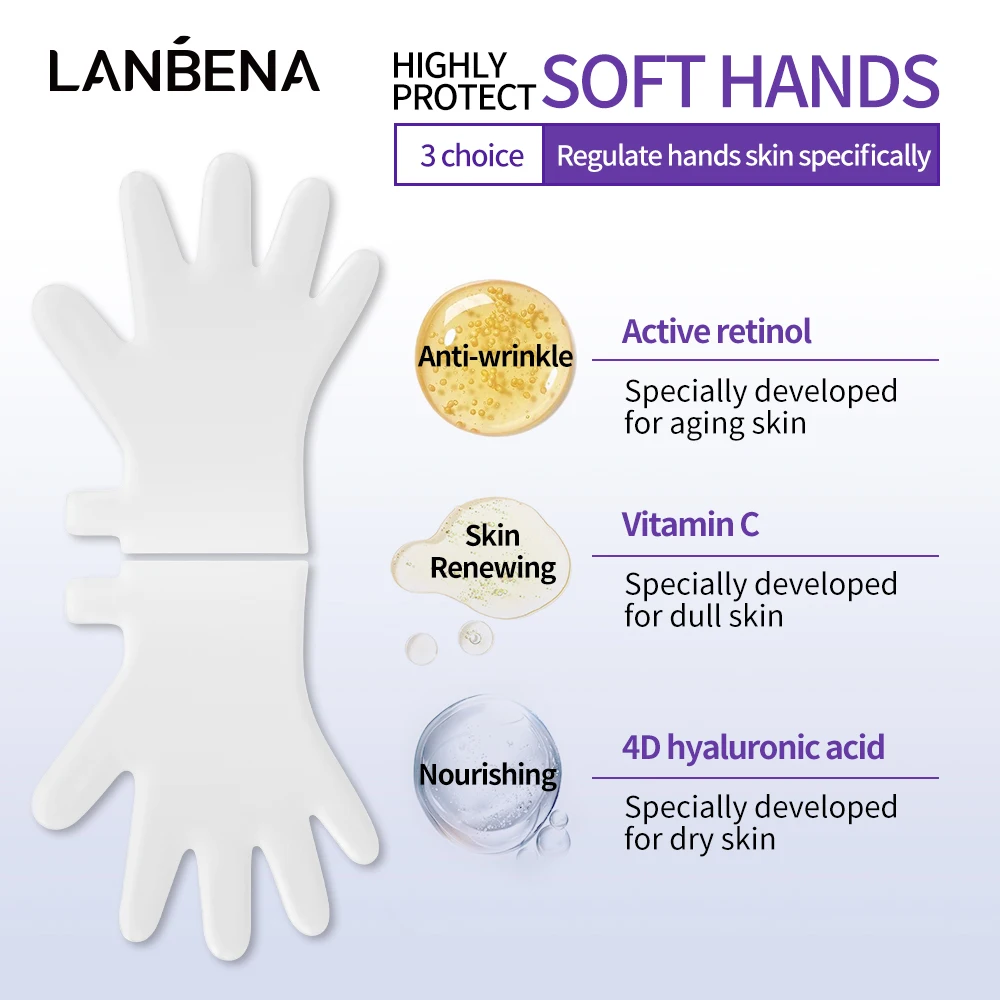 Lanbena new arrivals SPA hand treatment anti aging gloves smoothing retinol hand mask