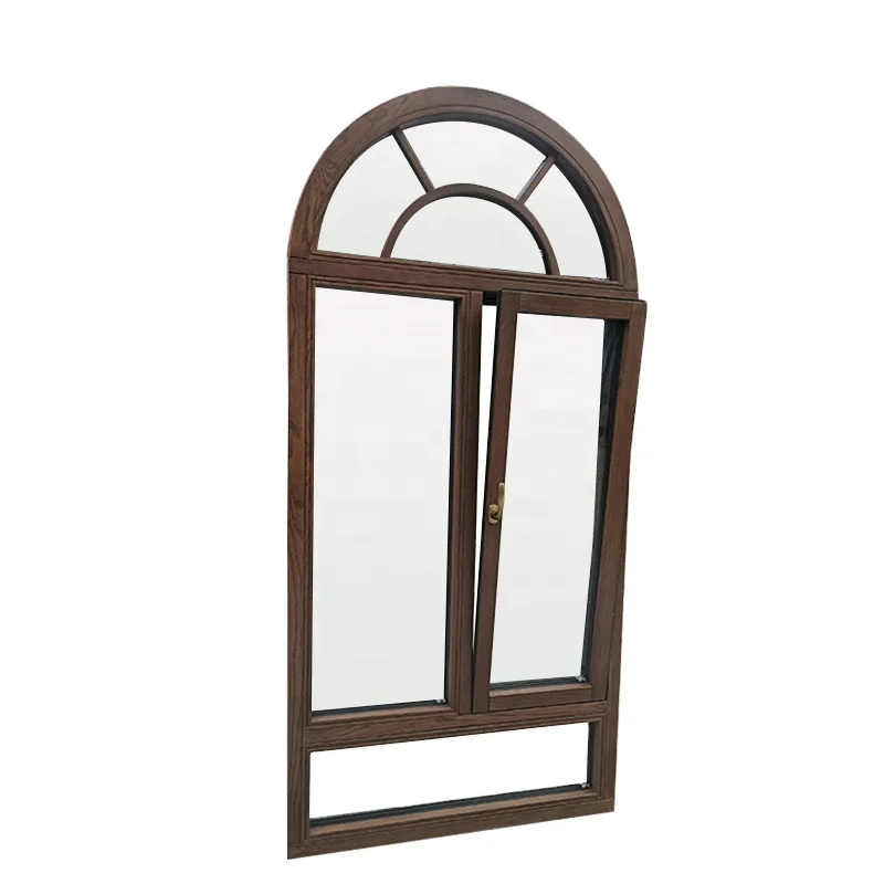 New design arch frame aluminum wood tilt and turn casement  windows
