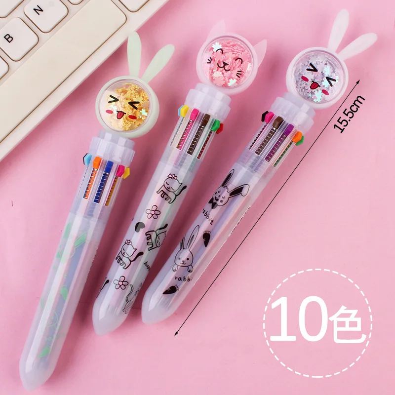 Cute Dinosaur Ballpoint Pens 10 Colors In 1 Pens Multicolor Flamingo Ball Pens For Kids Gift School Office Supplies Stationery