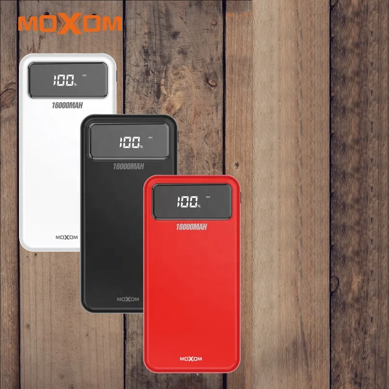 MOXOM Big Capacity 16000mah Power Bank LCD Eva 2 USB Ports Portable Charger for iphone/xiaomi/samsung