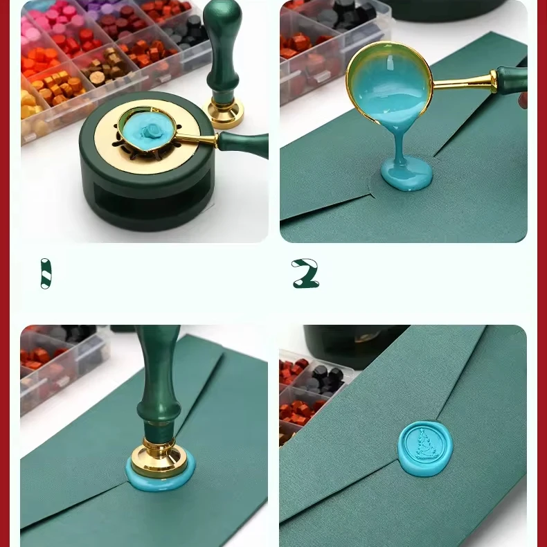 Christmas Wax Seal Stamps Snowman Christmas Collection Copper Head Sealing Wax Envelope Hand Ledger Gift Wax Seal Stamp Kit