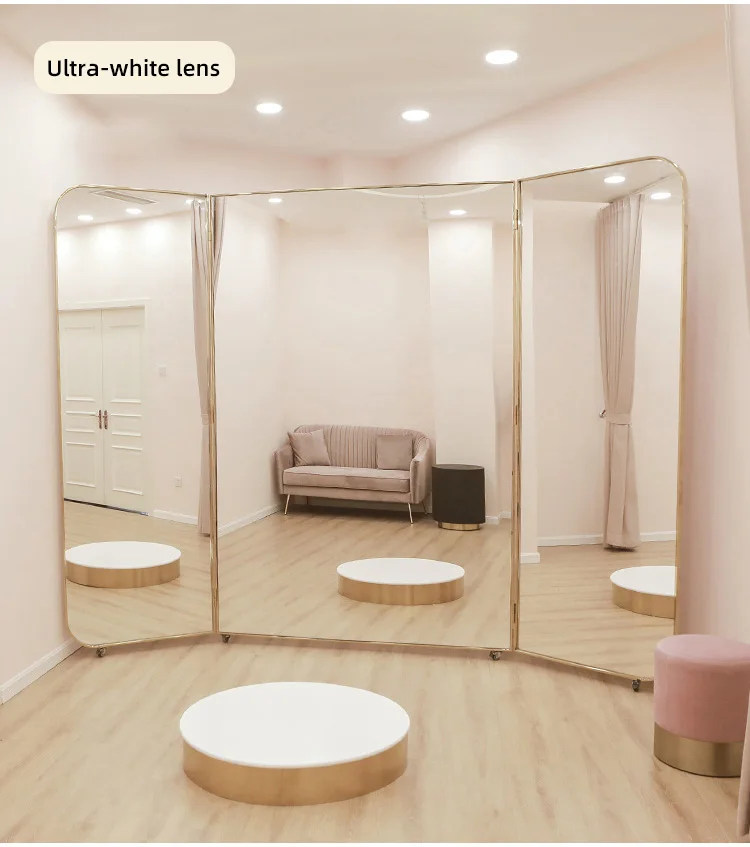 Customized wholesale bridal shop stainless steel modern folding arch mirror full-length
