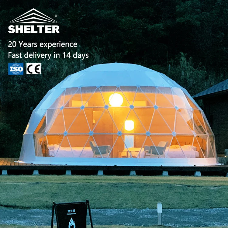 Outdoor Pvc Luxury Domo Hotel House Half Igloo Geodesic Resort Sphere Globe Geo Dome Ball Glamping Tents With Bathroom Aircon