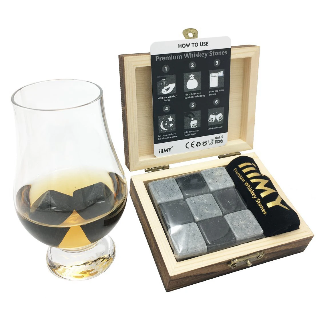 Whisky Stone Gift Set Granite Chilling Whisky Rocks Marble Whisky Ice Stones Ice Cubes