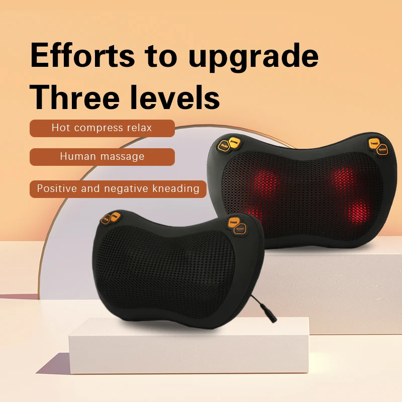2021 OEM ODM electric full body 4 heads shiatsu kneading car shoulder neck massage pillow with roller heating function