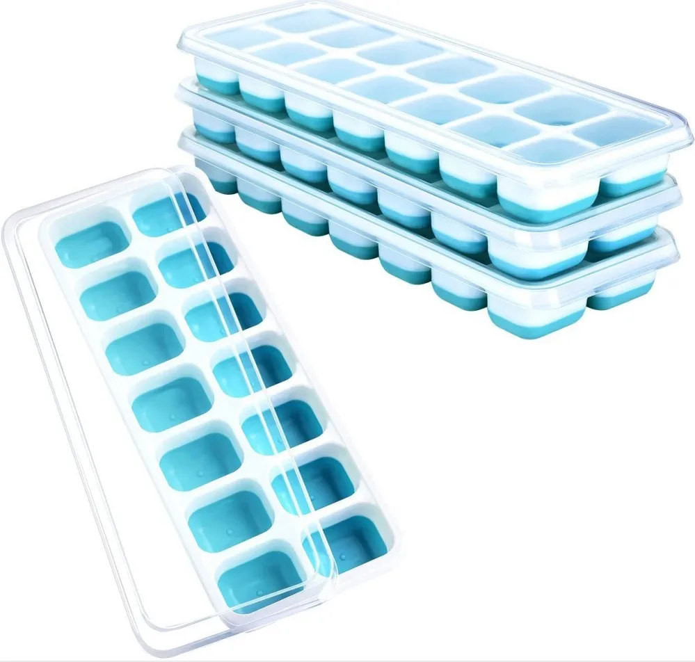 14 Holes Stackable Durable Flexible Bpa Free Easy Release Ice Ball Mould Silicone Ice Cube Trays Mold
