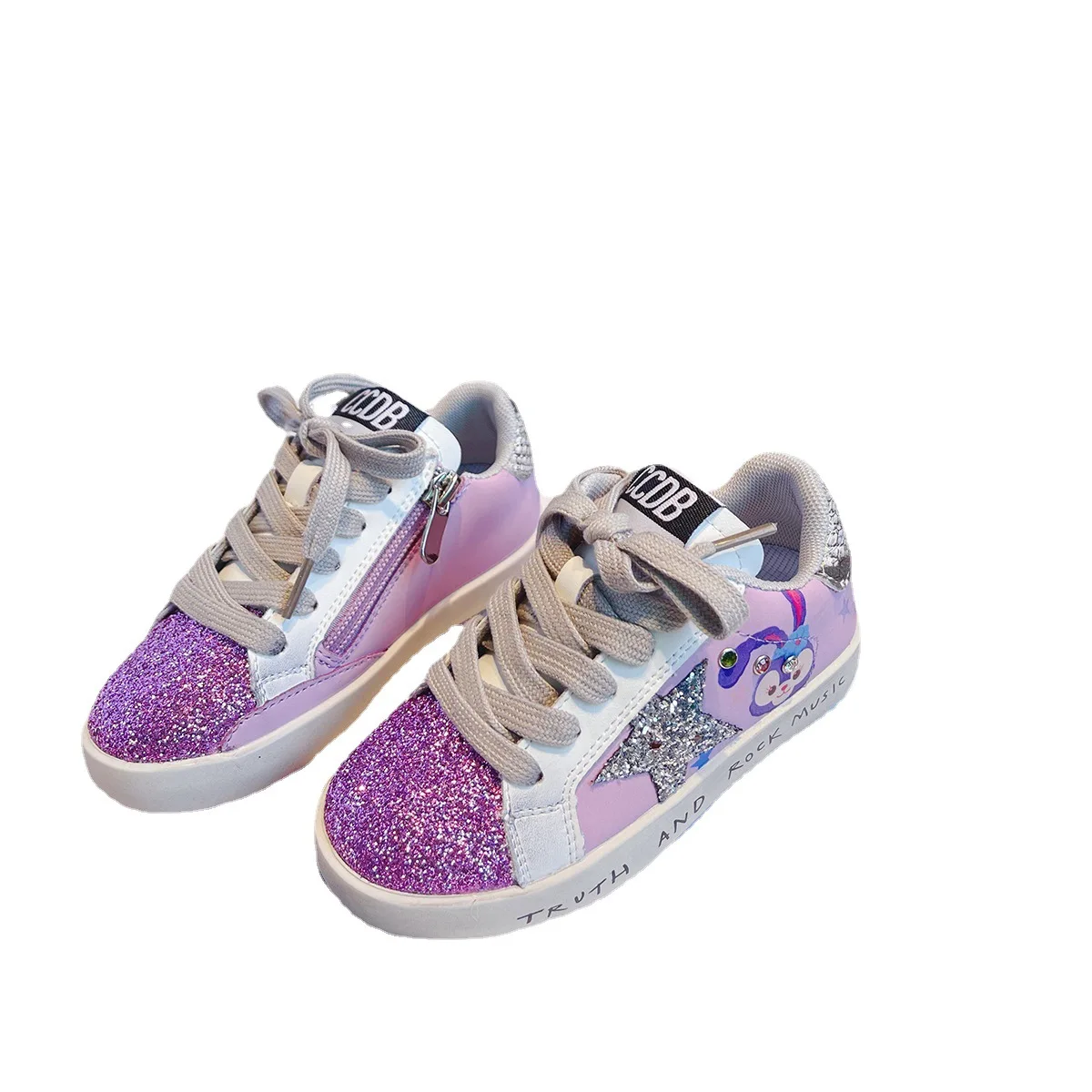 Girls Star Sequin Glittery Sneakers Toddler Little Big Kids Cartoon Footwear Children Rhinestone Casual School Sport Dirty Shoes