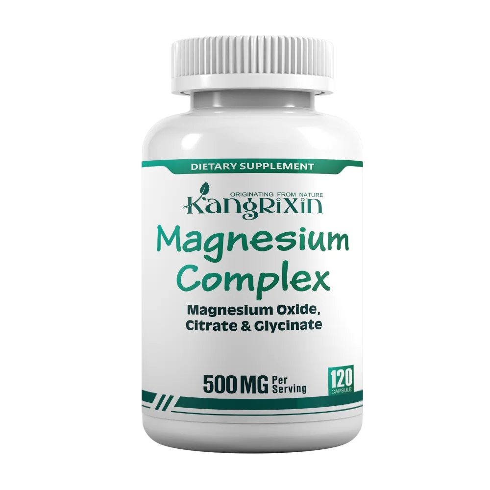 OEM private label 500 mg magnesium complex magnesium supplement 60 capsules of magnesium glycinate and citric acid.