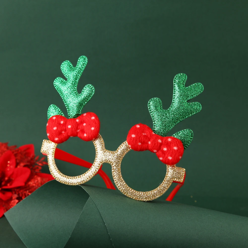 VKME New Christmas Decorations Adult Kids Toys Santa Snowman Antler Glasses Christmas Decorated Glasses