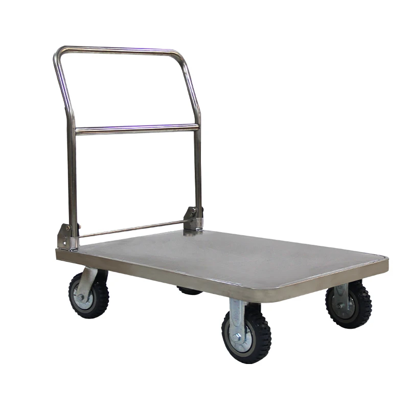 Heavy Duty Transport Tool Carts Platform Truck Cart Folding Platform Trolley Truck Silver Blue Steel Stainless Packing Packaging