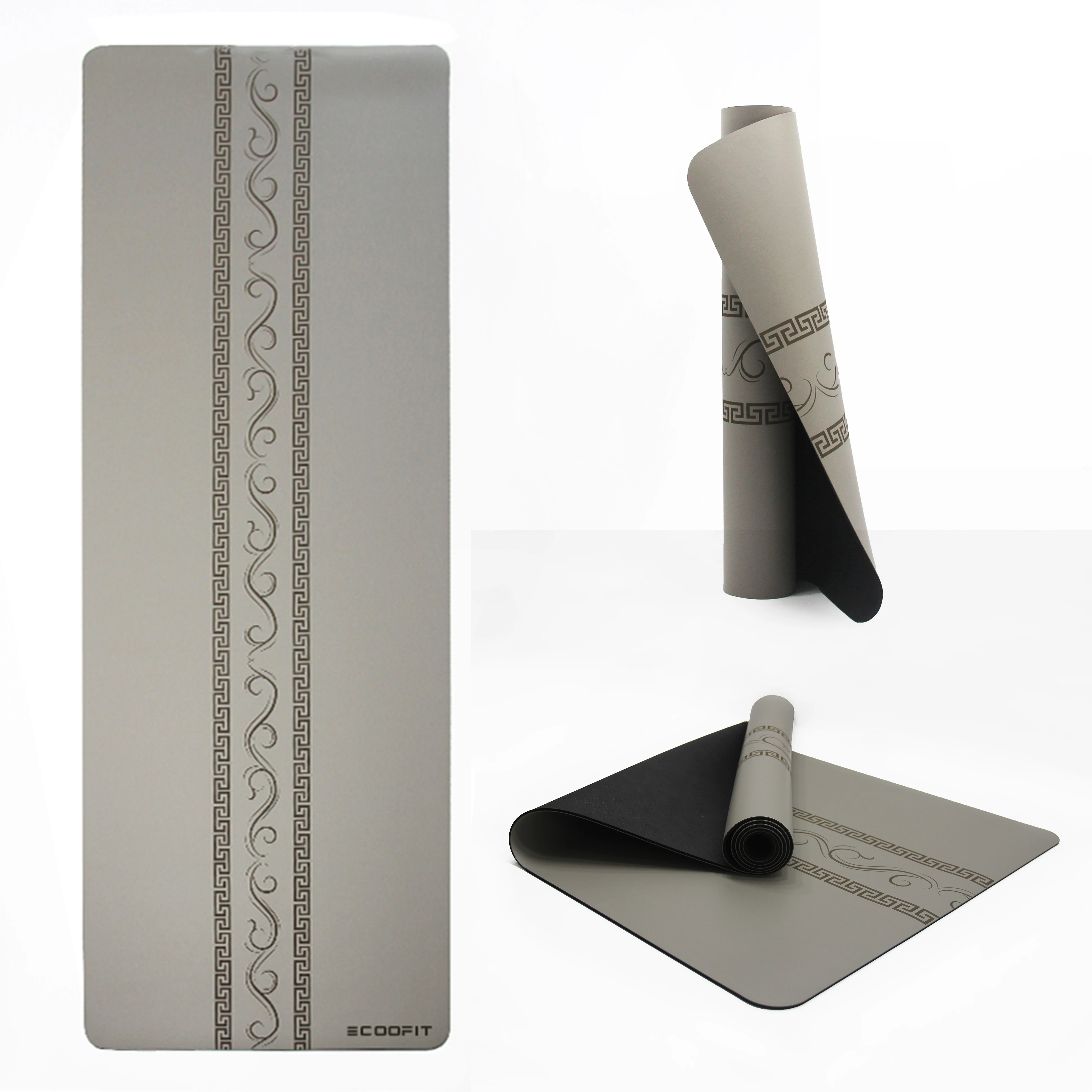 5mm Thermoplastic Polyurethane Elastomer Laser Engraved Embossed Light Grey Pu Yoga Mat