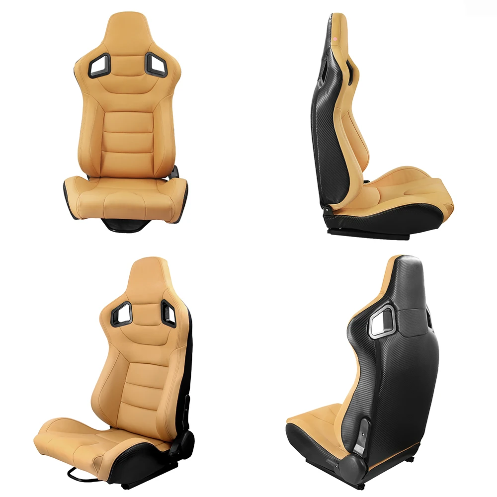 
Car Sport Bucket Seat Racing Seat Universal fit for Most Car Sport Seats PVC Leather 1 Pair 