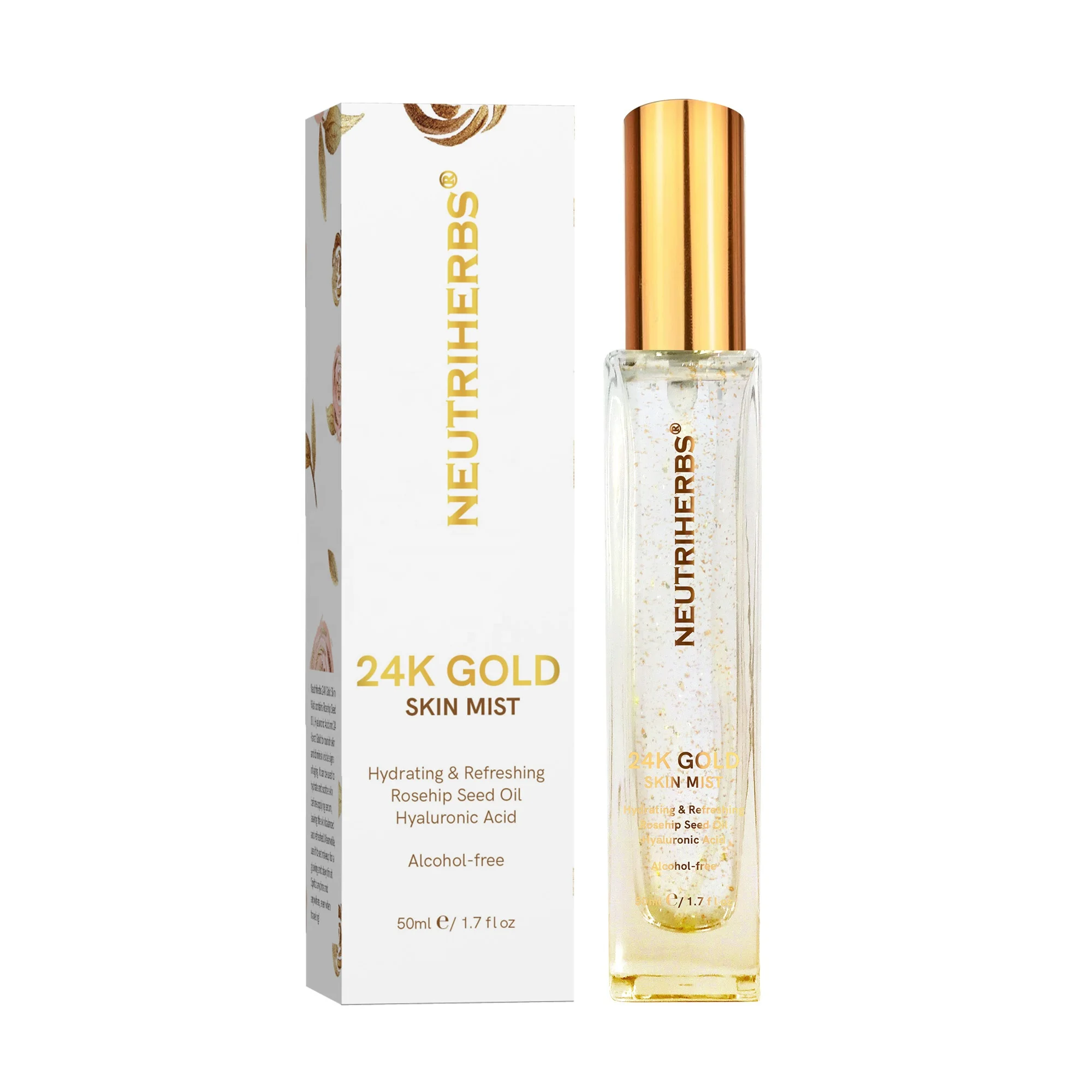 High Quality Organic Ingredient Private Label 24K Gold Serum Korean Face Toner Makeup Fixing Spray