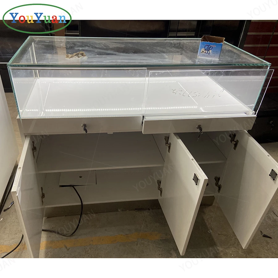 Custom jewelry display stand showcases for jewelry showcase display cabinet with mirror led lights logo jewellery kiosk showcase