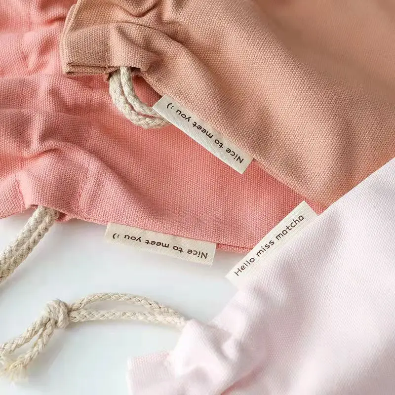 Rainbow pure cotton canvas drawstring small storage bag lipstick earphone data cable dust bag