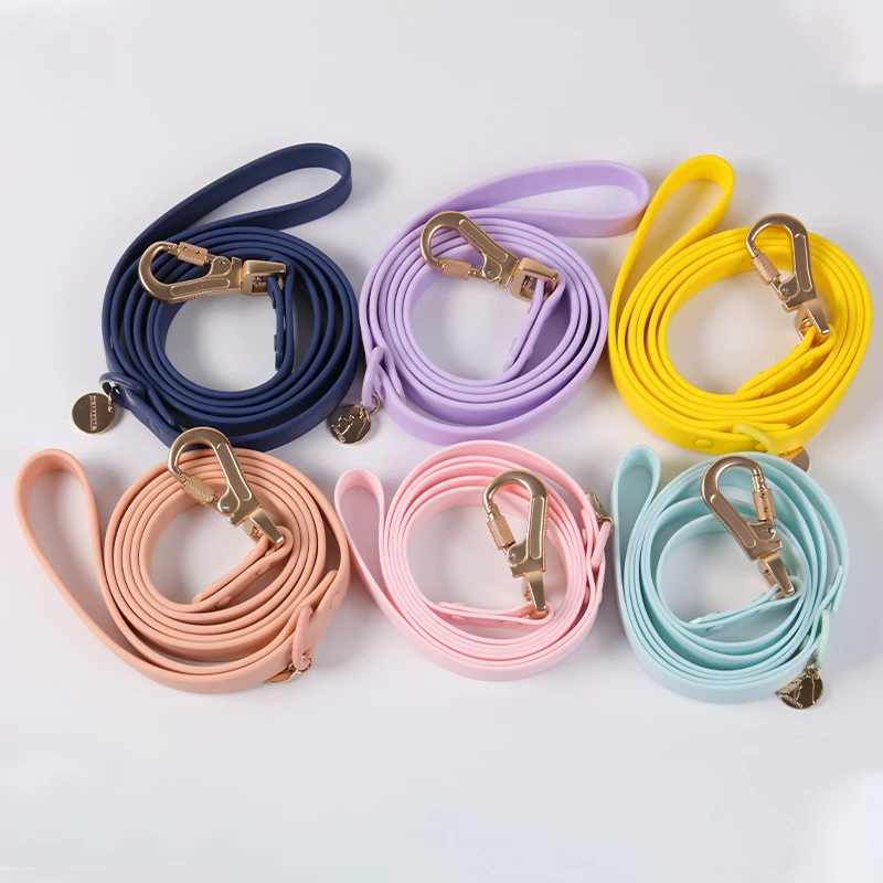 Wholesale Waterproof Rubber Premium Dog Collars Leashes New Design Multi-colors PVC Coated Dog Collar and Leash Set