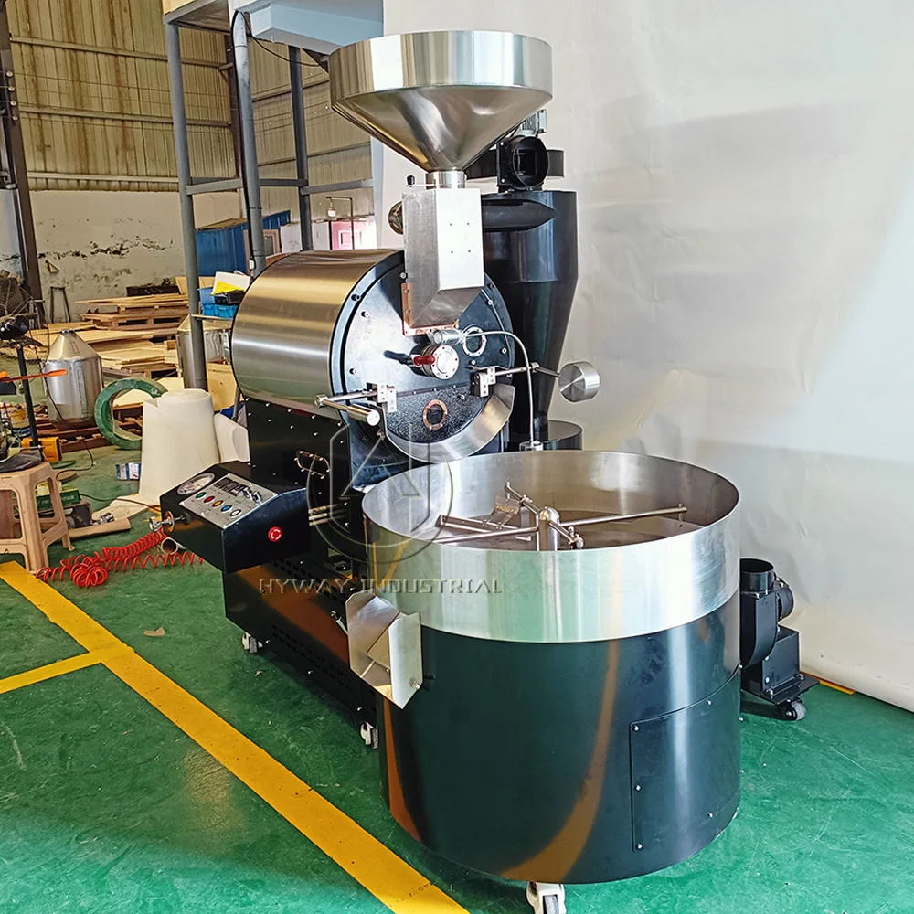 HW-17kg 15kg double drum cast iron stainless steel gas hot air heating coffee roasters coffee bean coffee roaster machine