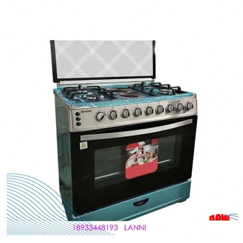 90X60cm 4 Gas +2 Electric Cooking Range Stove With Bakery Oven And Pizza