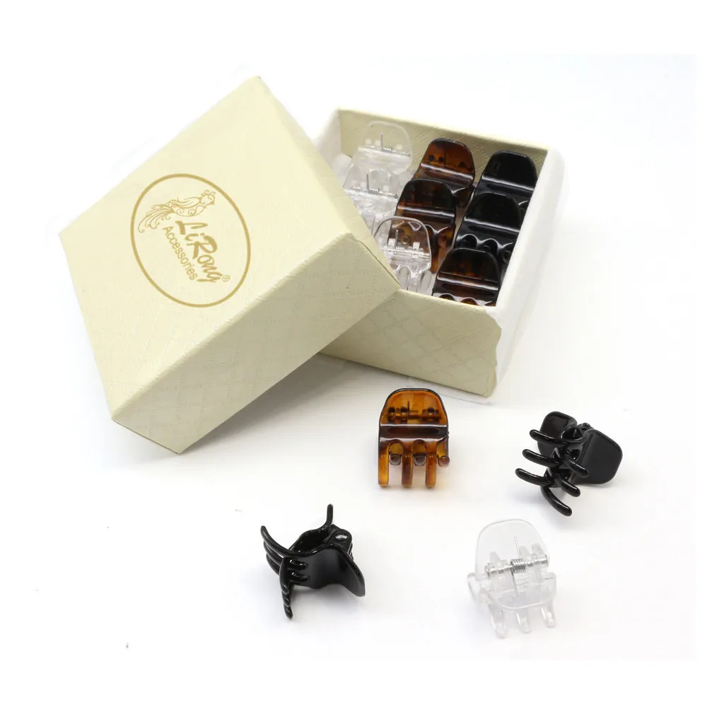 
Lirong (4Pcs Black+4 Pcs Tortoise+4Pcs Clear) Small Mini Hair Claw Clips Plastic 1.8Cm Hair Accessories (Black+Tortoise+Clear) 
