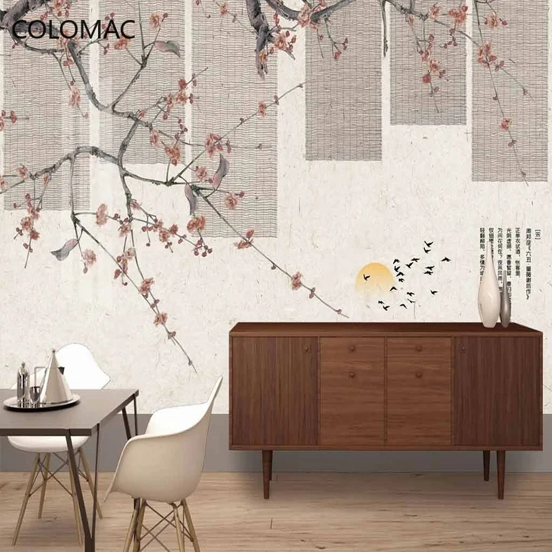 Peel And Stick Wallpaper For Walls Chinese Style Plum Blossom Elegant Ink Landscape Art Home Decoration Bedroom Painting Murals