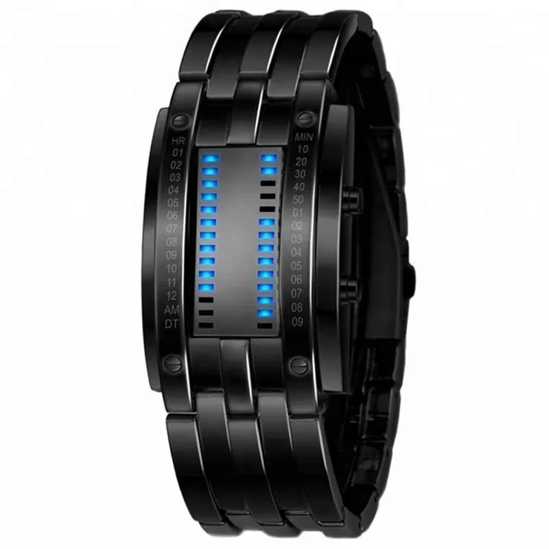 Korean Version Electronic Watch Novelty Two-Line Binary Fashion LED Display Digital Wristwatch For Women Men