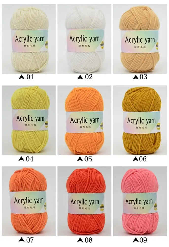 Оптовая продажа высококачественной акриловой пряжи для ручного вязания шарфа шляпы 8s/4 Толщина 170 метра/шар 63 Цвета 100% акриловая пряжа