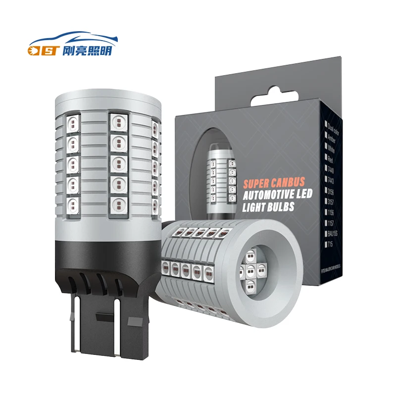 Нет гипер-вспышки T20 T15 1156 3030 40Smd 45Smd Ambar белый красный 1157 Светодиодные стоп-сигналы T10 Led