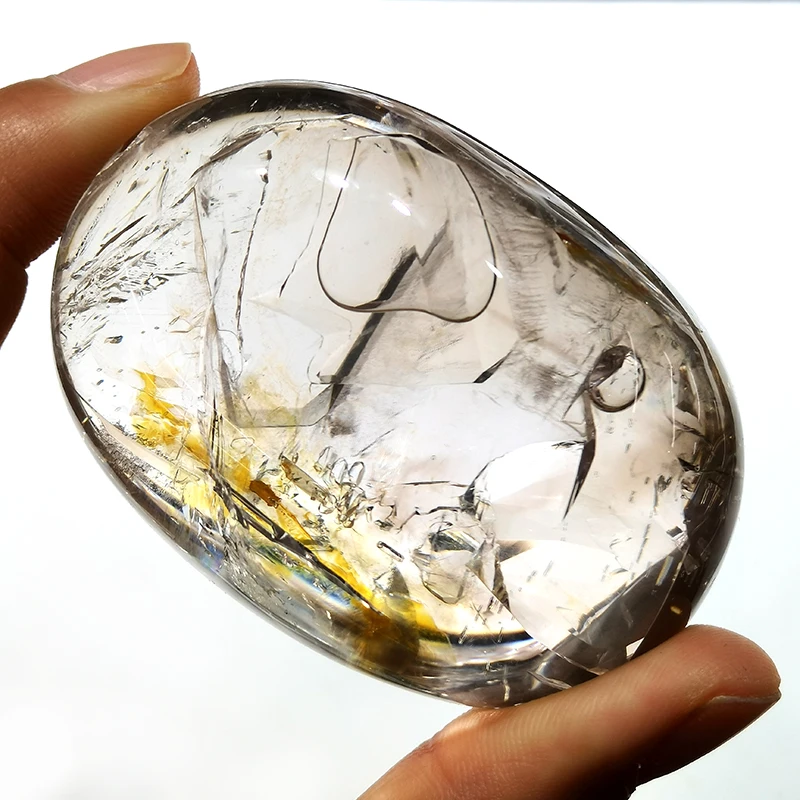 Wholesale natural clear crystal stone with water polished Enhydrite stone clear Bladder crystal quartz tumble stones for healing