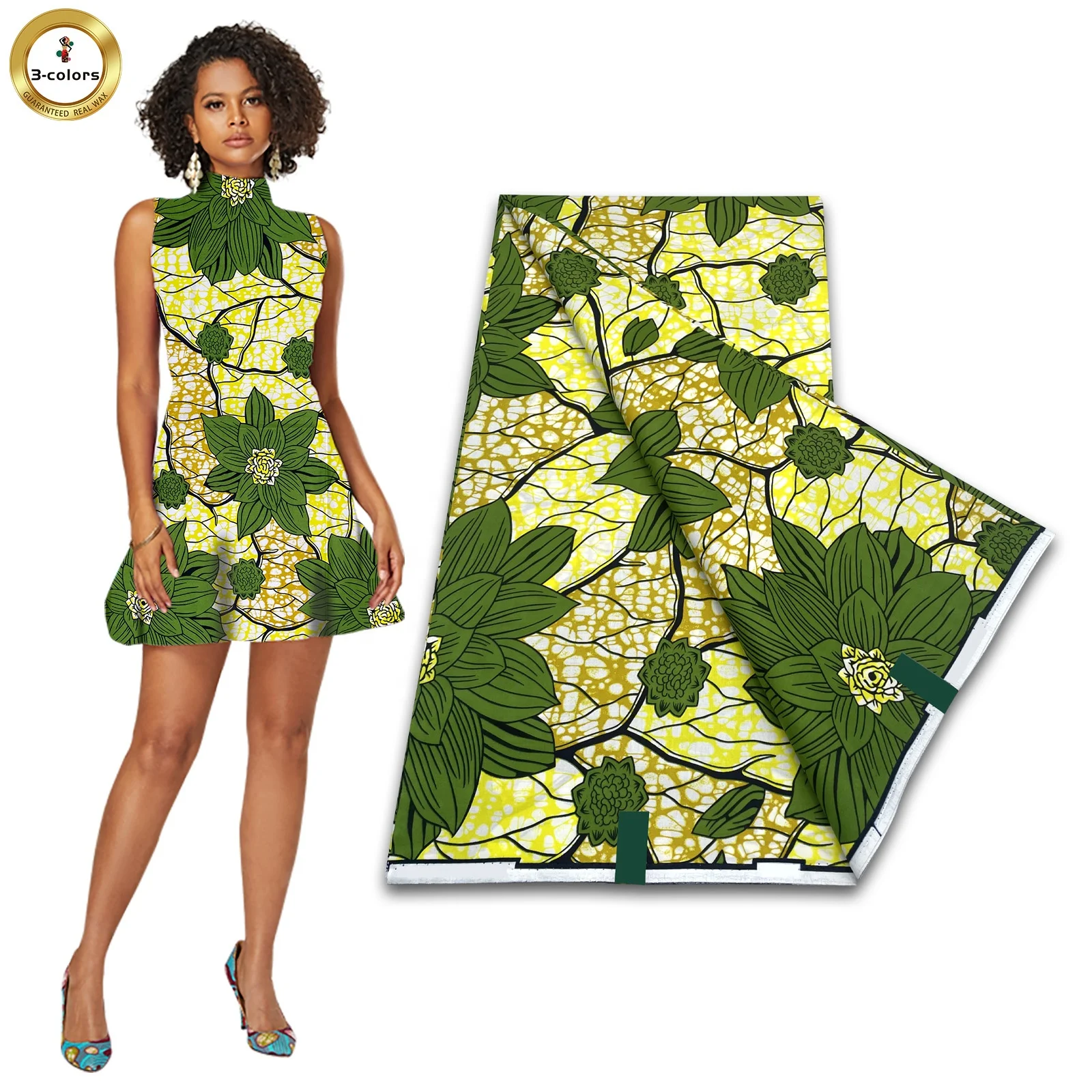 Wholesale Africa 100% Cotton Wax Fabrics Real Wax 6 yards For Garment Clothing Dress