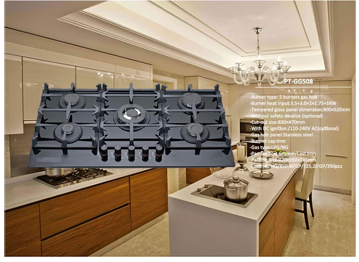 30-inch stainless steel 5-burner gas cooktop center burner with flame failure protection hob removable grate and installation