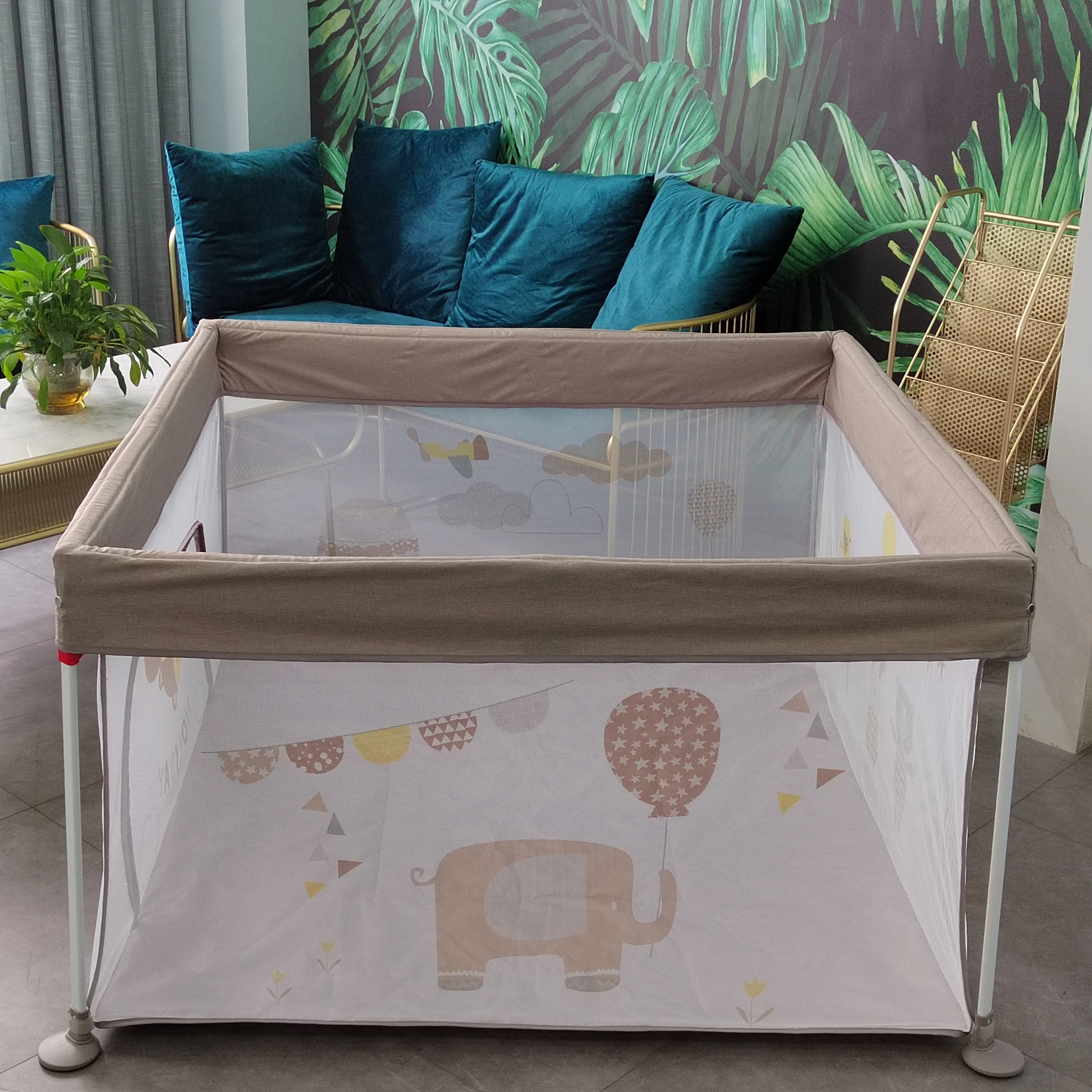 Foldable Oxford Fabric Outdoor Indoor Extra Large Activity, Baby Safety Fence Child Playpen With entrance  Gate printings