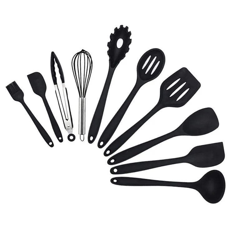 
AA151 11PCS Silicone Kitchenware Non-stick Cookware Cooking Tool Spatula Ladle Egg Beater Shovel Spoon Soup Kitchen Utensils Set 