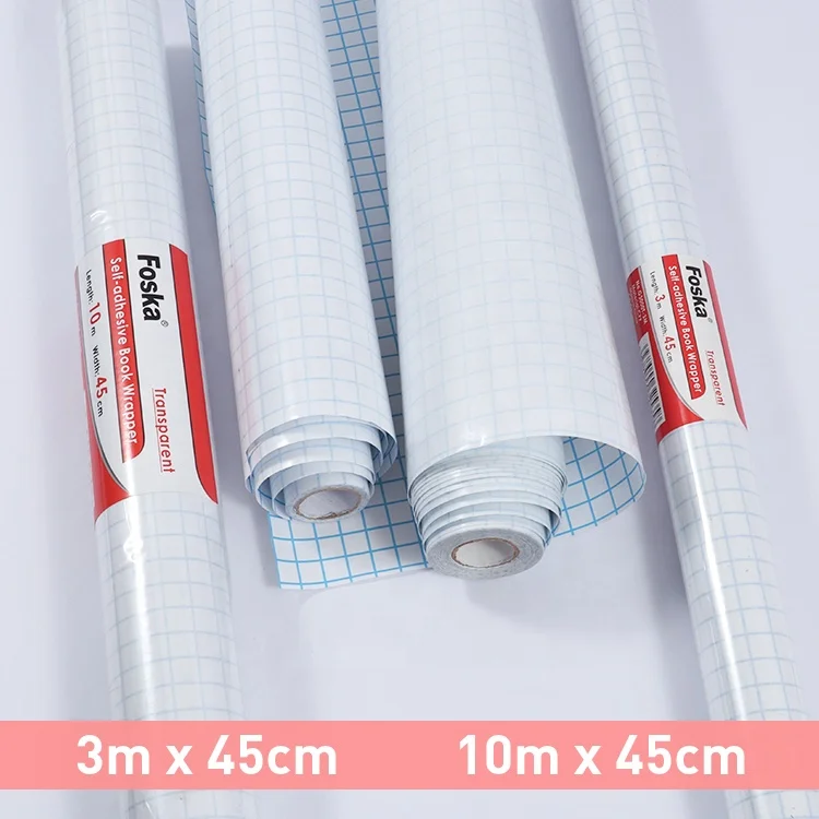 Foska Wholesale PVC CPP Material Clear Matte Roll Self Adhesive PVC Book Wrapping Film for Protecting Books and Documents