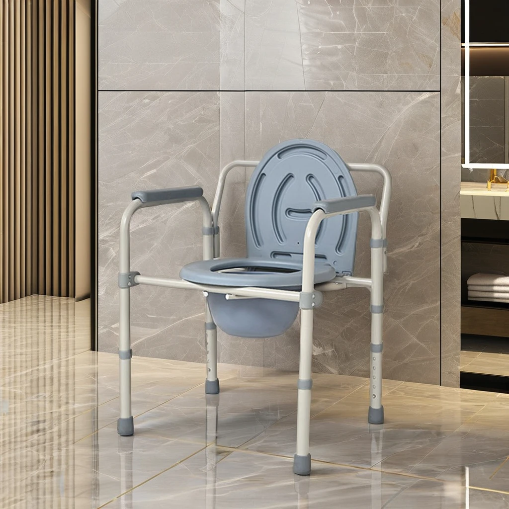 Hospital-Used Plastic Foldable Bedpan Elderly Patient Commode Toilet Chair Mobile Shower Bathroom Safety Equipment