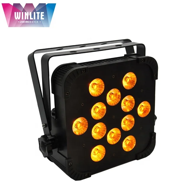 Winlite 12x18w RGBWA+UV 6in1 led wireless DMX battery powered square flat par