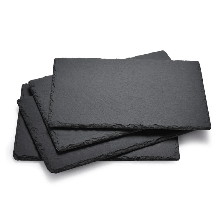 Hot Selling Cheap Custom Dinnerware Black Natural Stone Tray Cheese Board Slate Plate Slate Serving Platter