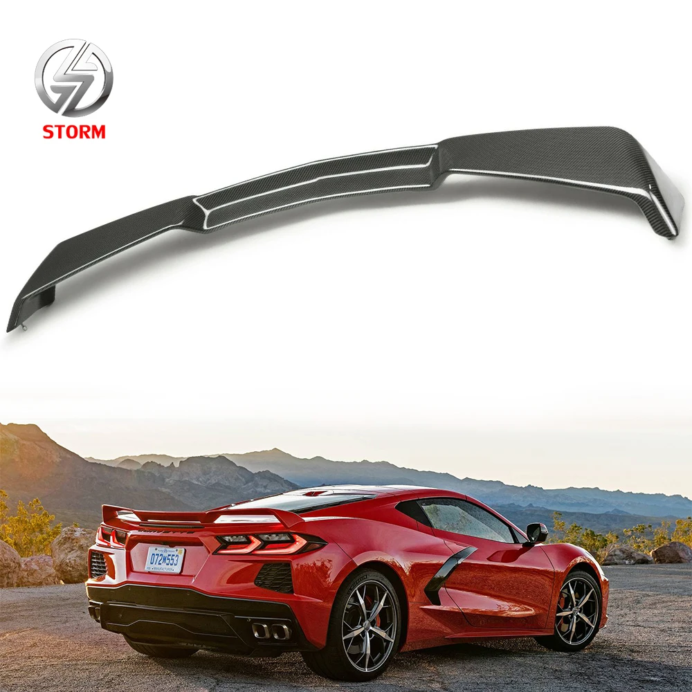Newly For 2020-2022 Chevrolet Corvette C8 Visible Carbon Fiber Rear Wing Spoiler