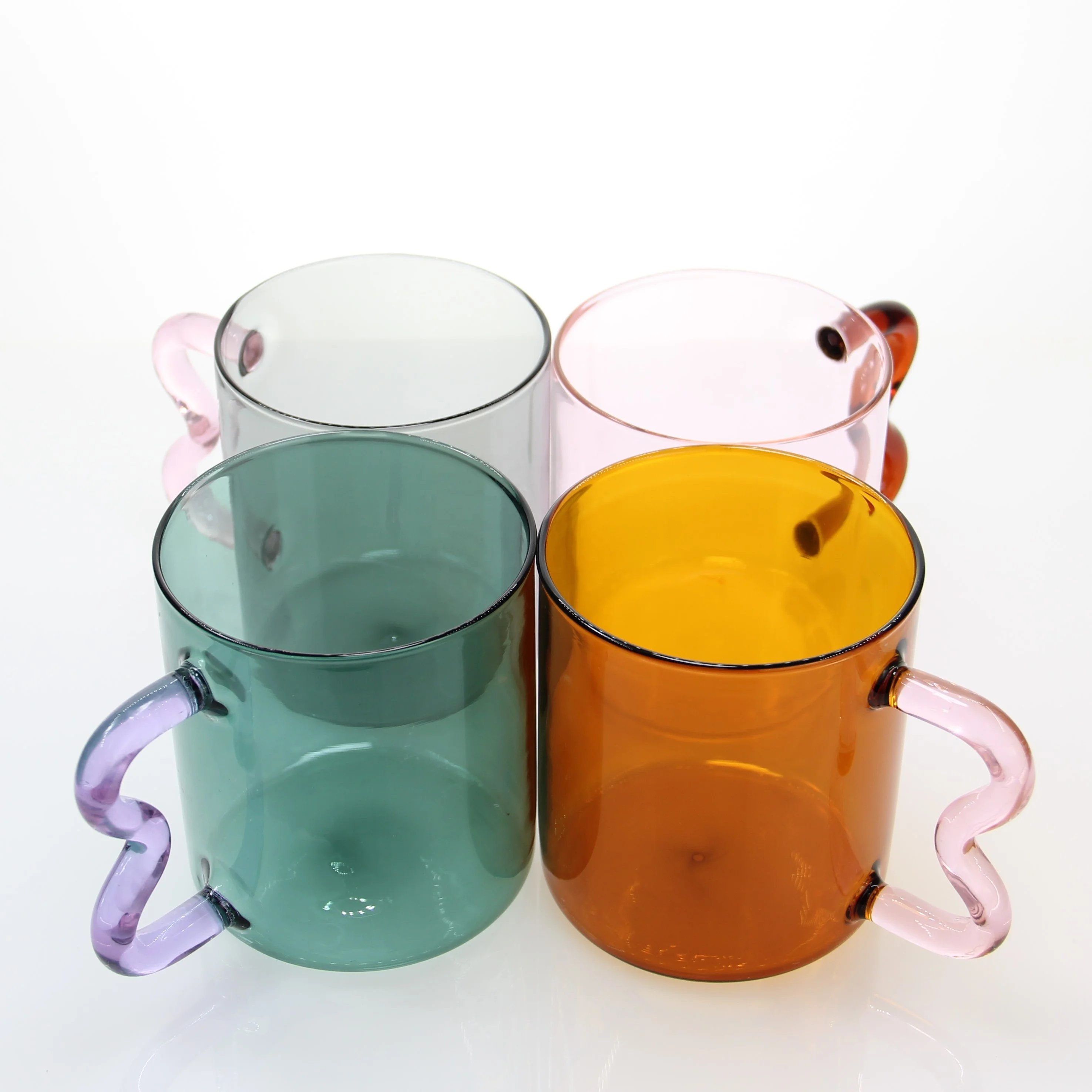 custom logo clear color 385 ml drinking glass coffee cup mug glass with handle