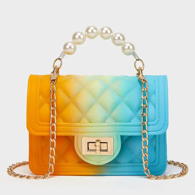 2021 Colorful Neon Small Size Coin PVC Jelly Bags Crossbody Little Girrs Mini Purses and Handbags Bulk for Kids Wholesale