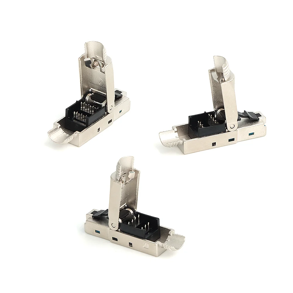 KRONZ Tool-Free RJ45 Connector 8P8C Zinc FTP Alloy Shielded Termination Plug CAT8 Shielded Modular RJ45 Connectors