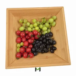 Wooden Salad Bowl Sets Bamboo Square Bowls For Popcorn, Chips And Dip Bowl,  Picnic Or Party