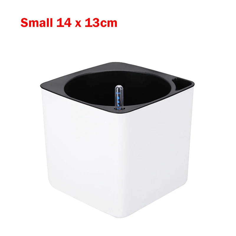 Automatic Self-Watering Potted Plant Flower Pot with Water Level Indicator Desktop Rectangular Planter for Balcony Office Decor