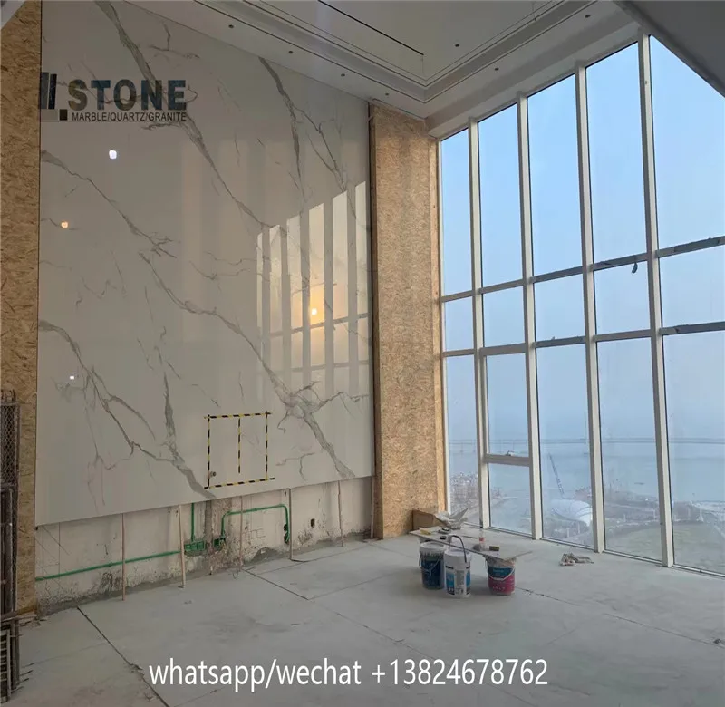 italy calacutta white marble for bathroom wall and stair case with carrara gold natrual marble slab