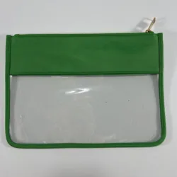 Low MOQ Stock Clear Chenille Patches Waterproof PVC Zipper Transparent Toiletry Wash Bag Pouch Makeup clear Cosmetic Bag