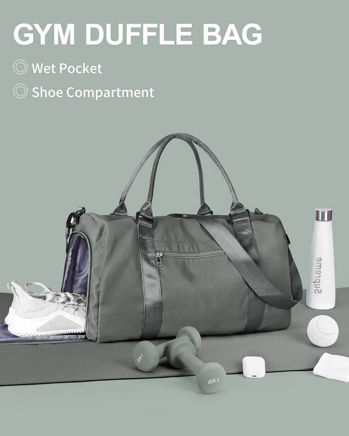 Gym Bag Womens Mens with Shoes Compartment and Wet Pocket Waterproof Weekend Overnight Carry on Travel Sports Duffel  Bag