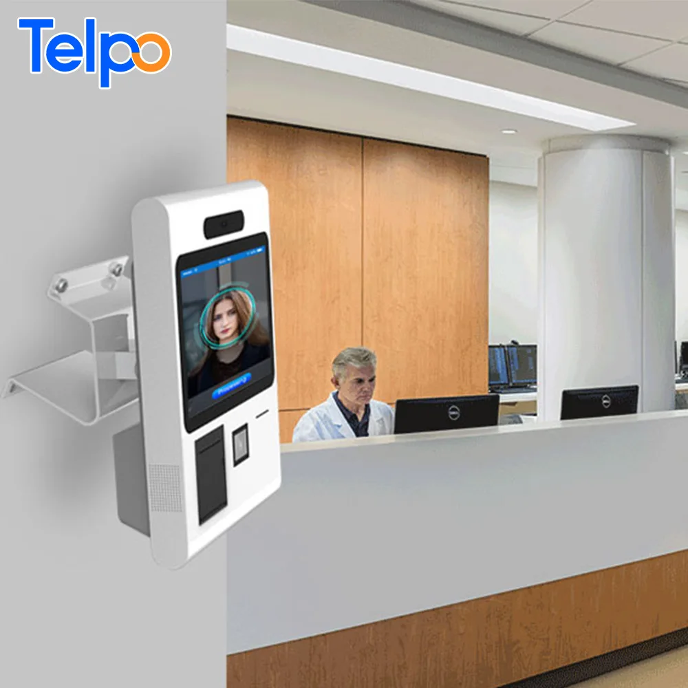 
wifi/BT/ethernet TPS716 visitor management system kiosk with face recognition camera for bank 