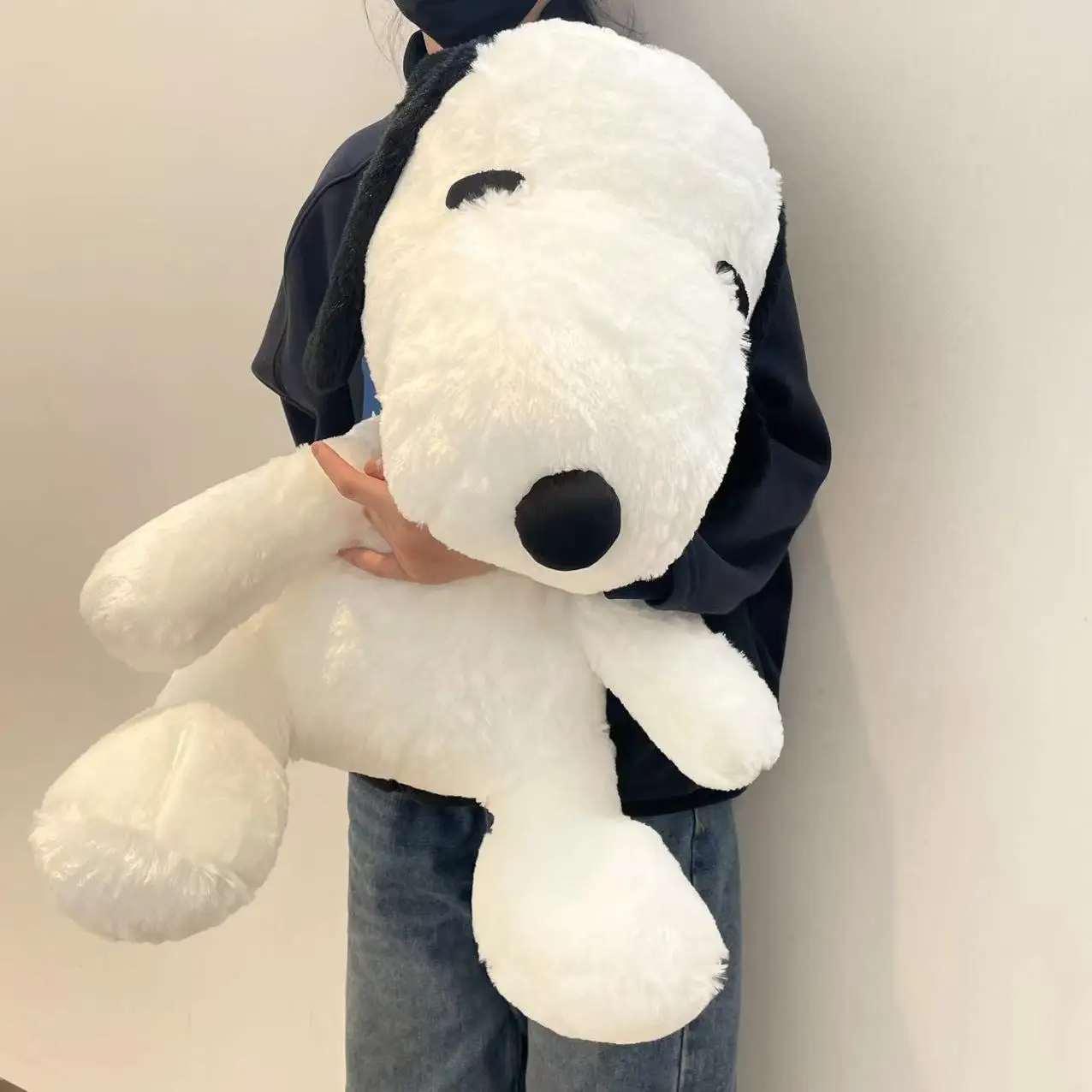 Cute Cartoon Large Dog Plush Toy Pillow Wedding OPP Bag Lazy Style Home Decoration Stuffed Dog Perfect Gift for Kids White 40cm