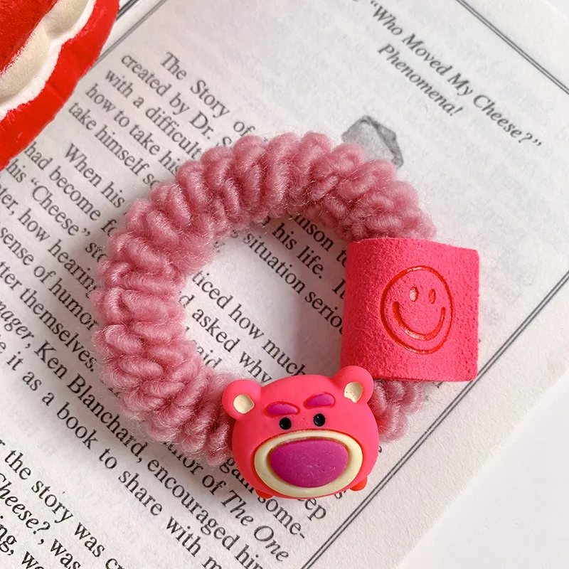 Strawberry Bear Cute Colic Scrunchie Corduroy Head Tie Korean Girls